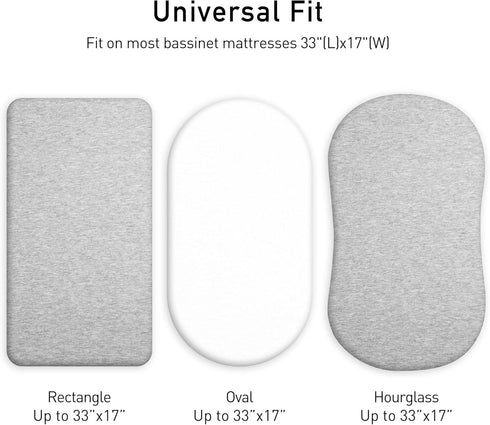 2 Pack, 100% 33"x17"(Grey) Gllquen Baby Bassinet Sheets Organic Cotton Bassinet Fitted Sheets for Girls Boys, Soft