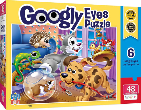 Masterpieces Funny Puzzle - Googly Eyes 48 Piece Jigsaw Puzzle for Kids - Pets
