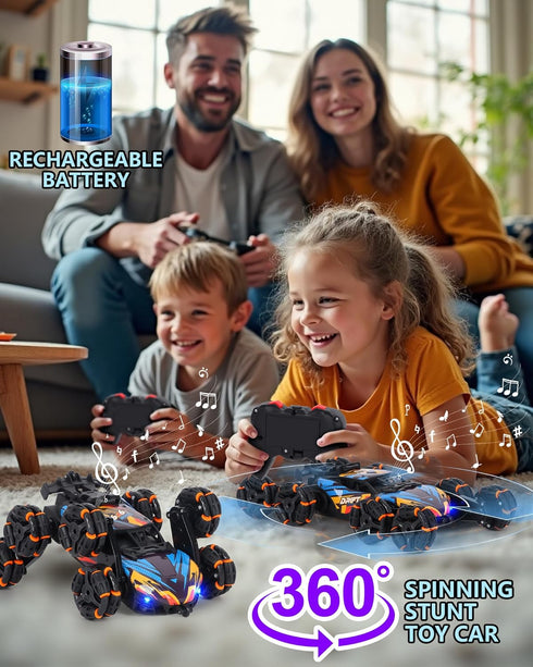 2.4GHz 1:18 8WD 6-14 HuiJuKeJi Gesture Sensing RC Stunt Car Toy for Kids, Remote Control Car Toy Hand-Controlled