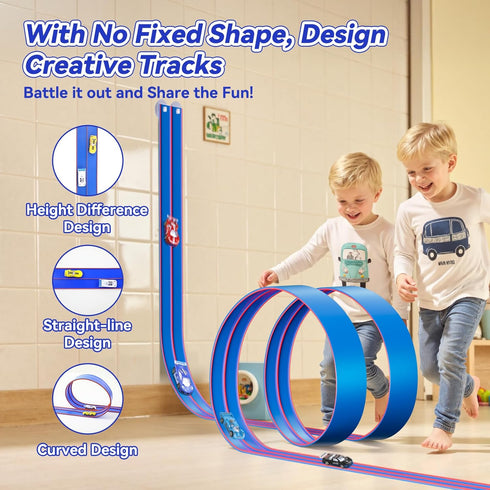 15 4 1/64th 3 4 5 6+ Upgrade Flexible Race Track for Kids, Ft Flex Race Car Ramp Track with Cars & Suction Cups