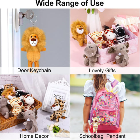 14 5.9 Inch Elcoho Pieces Safari Mini Jungle Animal Plush Toys Small Stuffed Forest Animals Plush Toys Keychain