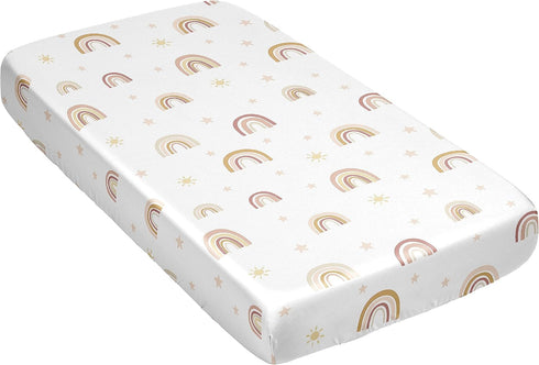 Sweet Jojo Designs Boho Rainbow Girl Baby Satin Fitted Crib Sheet Infant Newborn Nursery Toddler Bed Room Standard