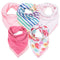 HonestBaby unisex baby Organic Cotton Drool Bib Multi-Packs Bandana, 5-pack Rose Blossom,