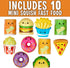 Mini Squish Fast Food Toys, 10 Pack Assorted Designs, Slow-Rise Stress Relief Toys for Kids, Party Favors for Boys &