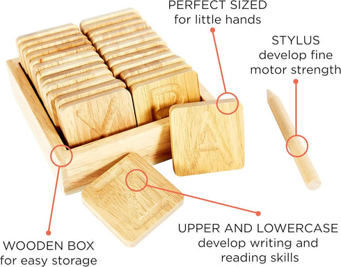 Montessori Wooden Alphabet Tracing Boards for Preschool Learning - Letter Formation Tools