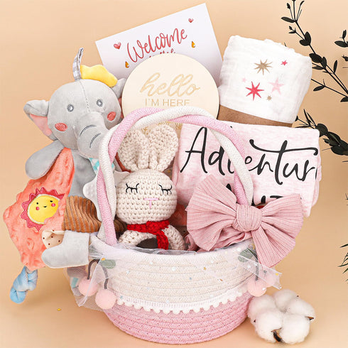 Baby Girl Gifts Basket,Baby Shower Gifts for Girls,New Born Baby Girls Gift,Baby