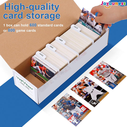 Trading Card Storage Box with Dividers, Cardboard Organizer Box for Baseball, Sports, Game Collection, Pack of 3