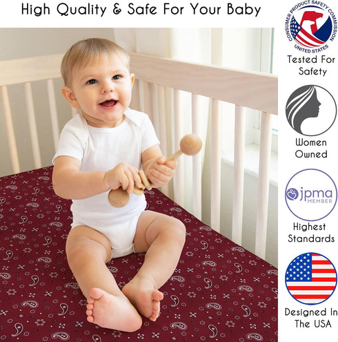 Country, Sweet Jojo Designs Fitted Baby Crib Sheets (Bandana Print) for Boys or Girls, Infant Nursery, Toddler Room