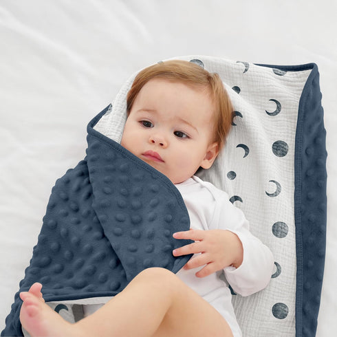 2 Pack 30x40in, Susurration Baby Blanket for Unisex Boys Girls, Soft Fluffy Crib Blankets with Muslin Cotton Front