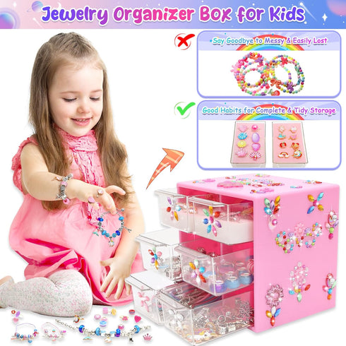 Charm Bracelet Making Kit, Art Supplies for Girls Age 6-8, Friendship Bracelet Kit with Rings for Kids Toys