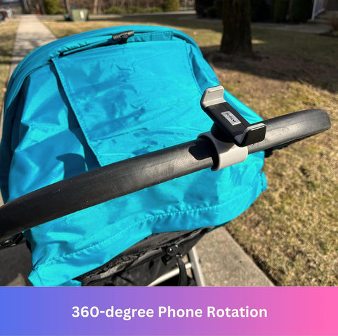 Maxby Stroller Phone Holder, Shopping Cart Phone Holder - Stable & Secure Fit on Handlebars, One-Hand Operation, 360