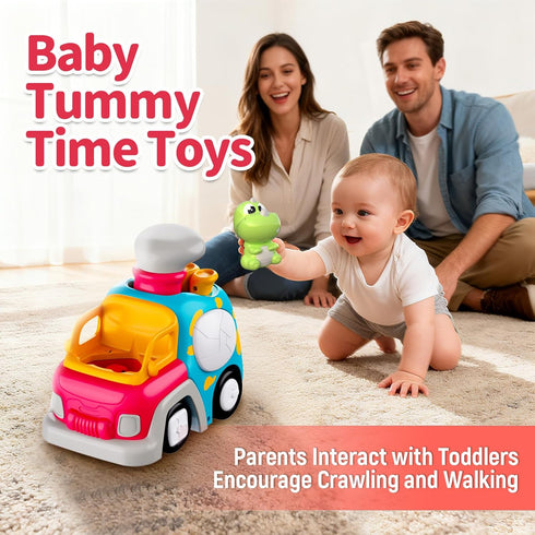 1 2 3 18-36 P&C Dinosaur Truck Toys for Year Old Boys Girls, Months Baby Toy with Music & Lights, Montessori Learning
