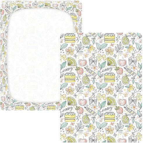 miaozhen 1 Pack 52x28 Cotton Baby Crib Sheets Soft Cute Doodle Drawings Flower Fruit Cake Colorful Crib Mattress Sheet