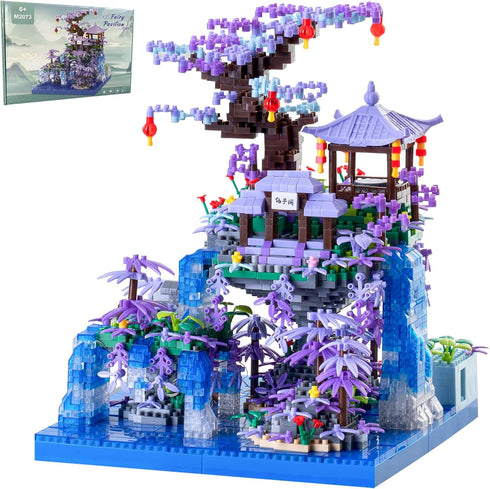 APENGBAOL Peach Blossom Pond Japanese Architecture Building Blocks Set for Adults and Kids,