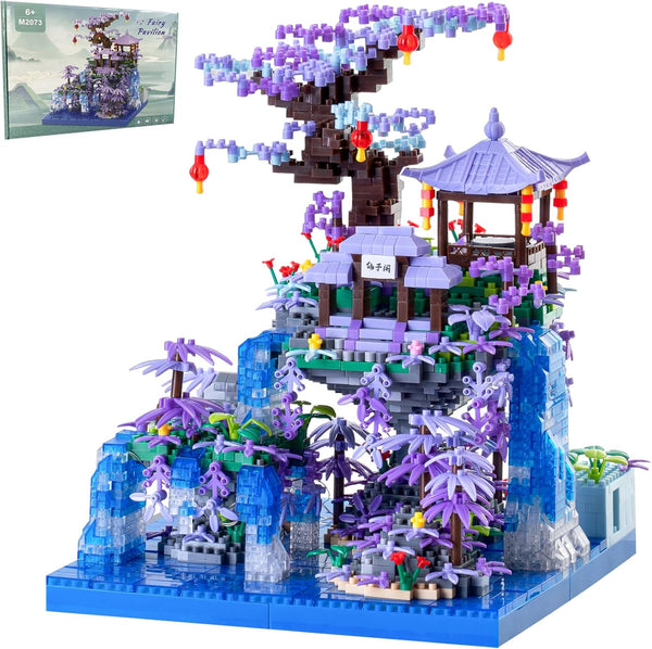 APENGBAOL Peach Blossom Pond Japanese Architecture Building Blocks Set for Adults and Kids,
