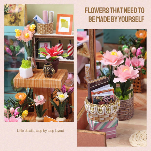 Set, 1:24 INSGEN Greenhouse Booknook Kit, DIY Miniature Dollhouse Building Scale Wooden Diorama Model, Tiny Street