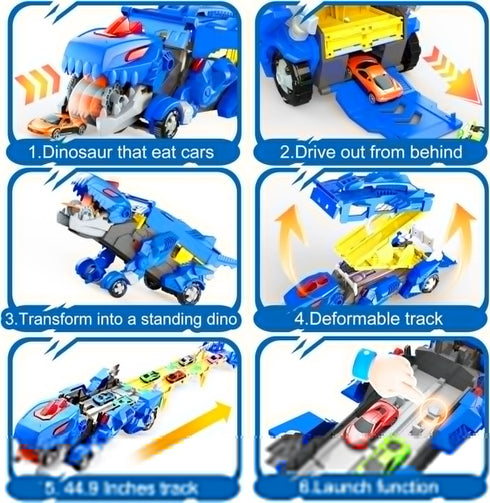 VESIHOLO 3-5, 12 Set, 3 4 5+ Dinosaur Toys for Kids Dinosaur Truck with Cars Toys, Car Track Birthday Gifts Toys