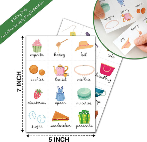 Tea Party Bingo Game - 24 Players Family Activities with Bingo Cards for Party Supplies and Favors