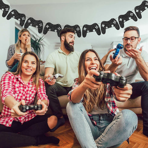 2 Pieces Video Game Controller Banner - Game Controller Birthday Party Supplies for Game Themed Birthday Decorations