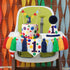 1st Colourful Rainbow Dot High Chair Banner Conical Cap Primary Colors Cake Topper for Boys Girls Birthday Party