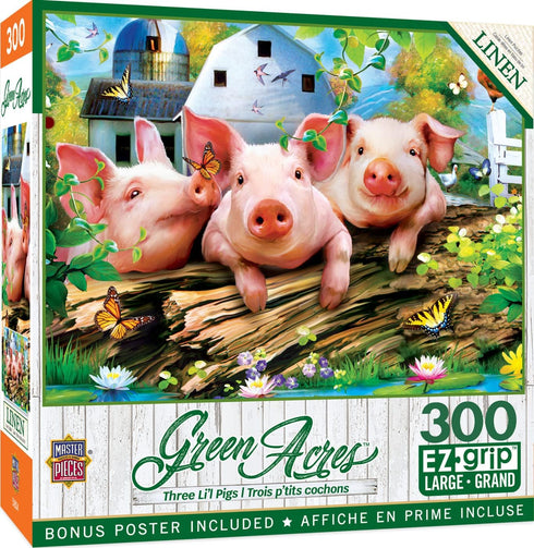 Masterpieces 300 Piece EZ Grip Jigsaw Puzzle - Three Lil' Pigs, 18"x24"