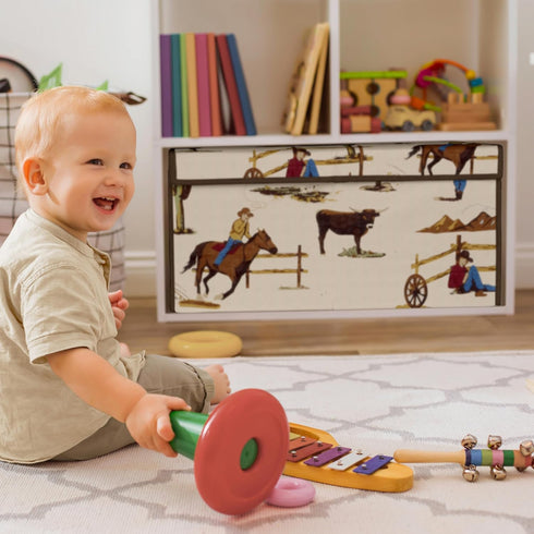 Country Sweet Jojo Designs Cowboy Wild West Boy Small Fabric Toy Bin Storage Box Chest For Baby Nursery or Kids Room