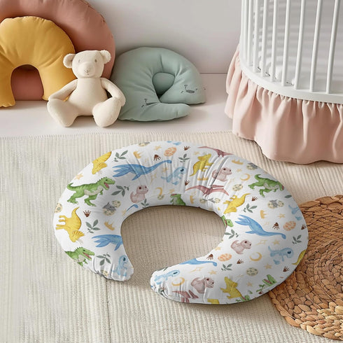 KuphiL10C Cartoon Dinosaur Moon Stars Leaves Pattern Nursing Pillow Cover, Unisex Removable Breastfeeding Pillowcase