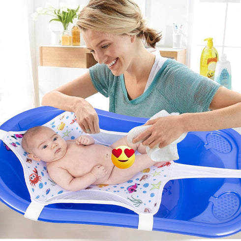 Baby Bath Seat Support Net, Patterned Bath Sling with Six Safety Support Corners for Newborns
