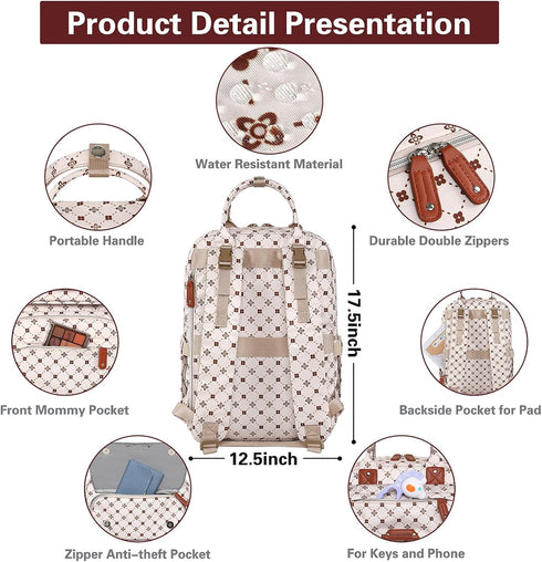 Backpack, Pack Pink05 Legestori Baby Diaper Bag Baby Bag for Girls Large Capacity with Stylish Flora, Travel Back