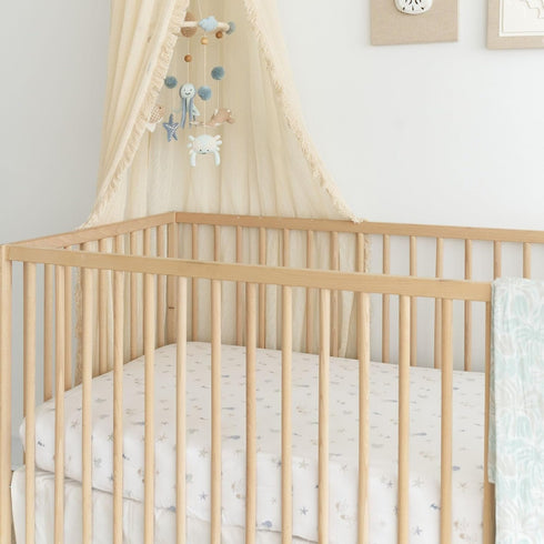 100% 28" 52" Crane Baby Cotton Under The Sea Fitted Crib Sheet with Jellyfish Design, Neutral Crib Sheets, Fitted