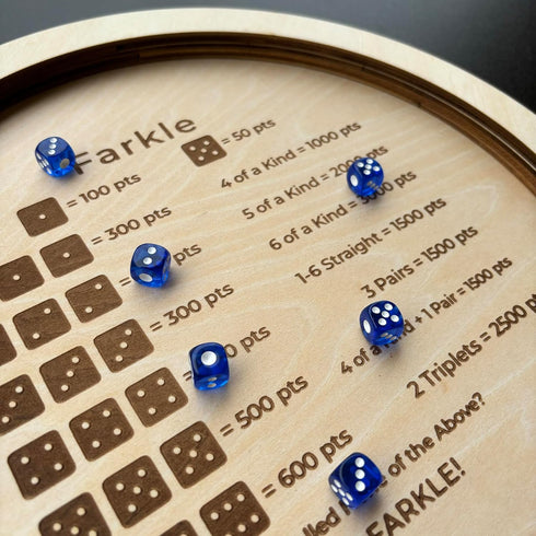 2 Sets 6 12" Farkle Dice Tray, Farkle Dice Game with Tray and of Dice, Wooden Dice Tray for The Classic Family Game