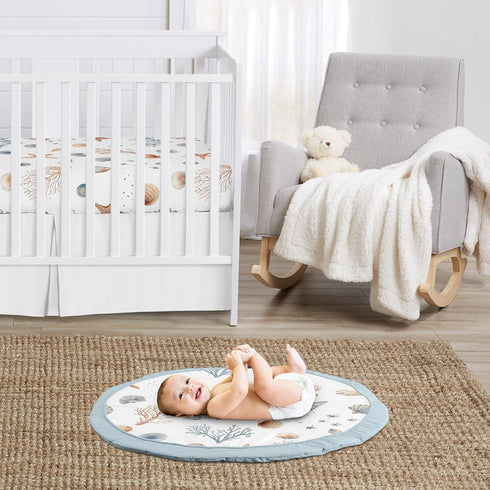 Tummy Sweet Jojo Designs Ocean Seashells Boy, Girl, Unisex/Gender Neutral Baby Play Mat Time Activity, Toddler Floor