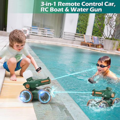 6-12 5-7 8 9 10 11 IQBOX Toys for Kids Remote Control Car Boat Gifts for Boys Year Old Amphibious RC Boats Water Squirt