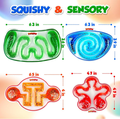 Squishy Sensory Toys for Kids - 4 Pack Fidget Toy Sensory Maze for Autism, Stress Relief Toys for Calm Down
