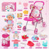 Set 12.5" Backpack 21 2 Sets Set Baby Doll Stroller with Doll, Baby Dining Table, with Carrier, PCS Baby Doll