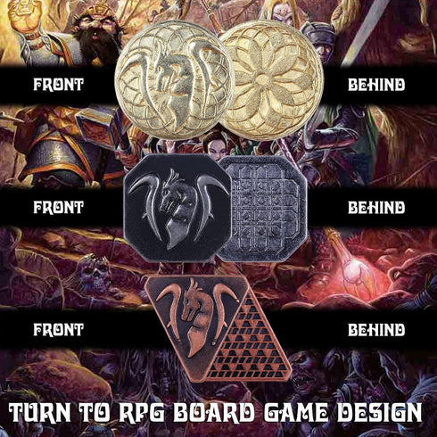 60PCS DND Coins with Leather Pouch, Gold, Silver, and Copper Fantasy Coins for Board Games, Role-Playing Tokens