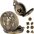 Mini DND Dice Set 7pcs Polyhedral Metal D&D Dice Steampunk Hollow Paladin Knight Warrior Pocket Watch Shell Case