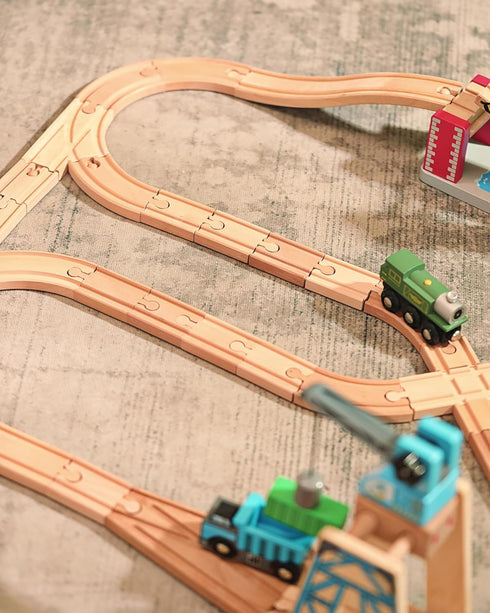 52 Set Set 3+ SainSmart Jr. Wooden Train Track PCS, Track Expansion Compatible with All Major Brands Toddler Railway