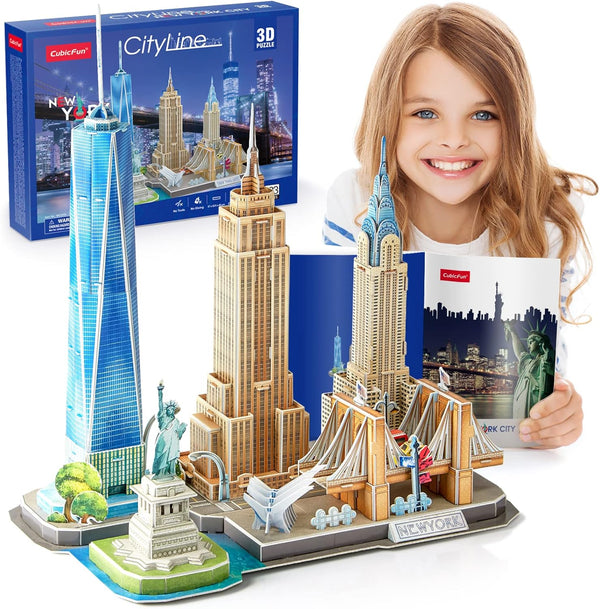 3D Puzzles for Kids Ages 8-10, New York Cityline Architecture Crafts for Girls Ages 8-12, Building Model Gifts