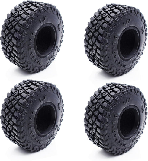 1.0 Tires Adhesive Crawler Rubber Tires - 55mm X 22mm with Foam Inserts for 1/18 TRX4M and 1/24 SCX24 Upgrades