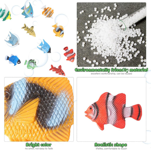 12PCS Tropical Fish Toys, Educational Ocean Animal Figures Set, Miniature Toys for Boys and Girls, Themed Party Favor