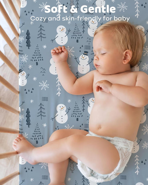 52x28Standard 4 Pack Baby Crib Sheets for Boys and Girls, Toddler Bed Sheets Fitted for Crib and Toddler Mattresses