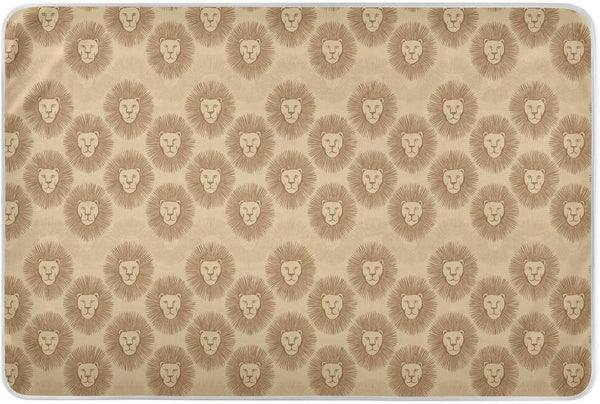 siphylline Brown Retro Lions Minimalist Extra Large Resuable Changing Pad Covers Waterproof Washable