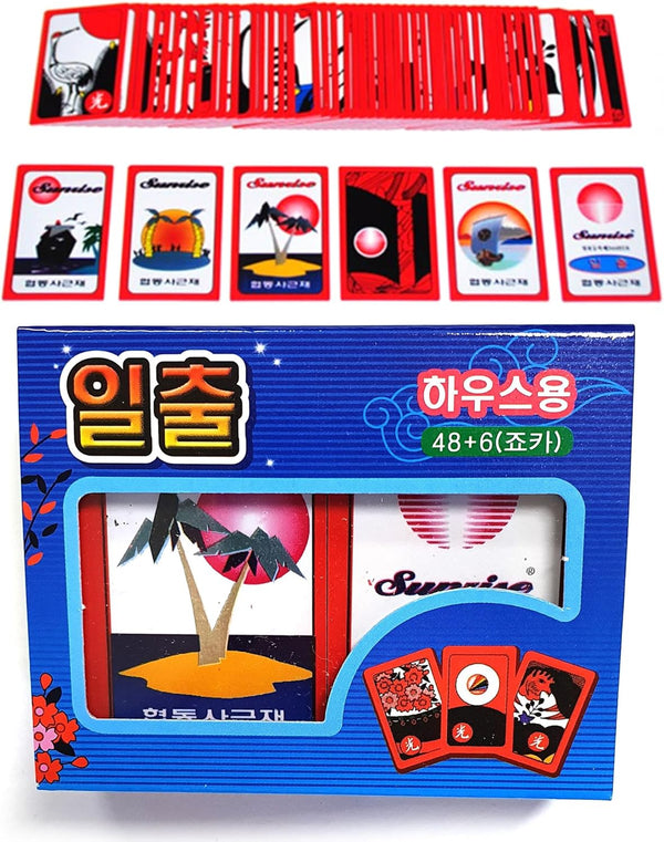 Sunrise Hwatu Card Set, Korean Flower Battle Traditional Card Game for Go or Stop Minhwatu Matgo/Godori