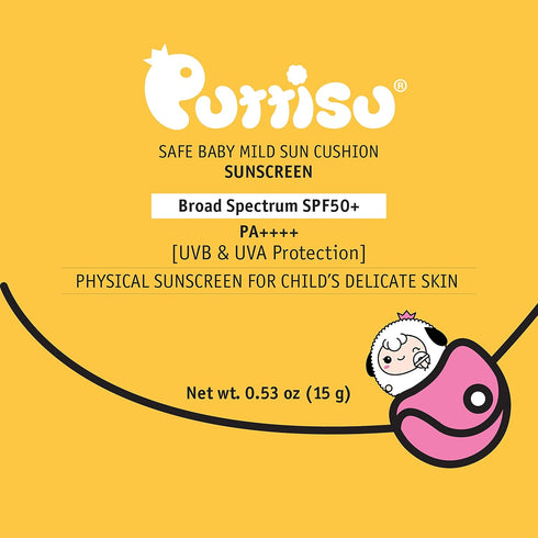 SPF50 15g (1 Pack) Puttisu Kids Sun Cushion PA+++ UVB& UVA Protection Physical Sunscreen