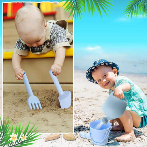 Civaner 15 Pcs Silicone Beach Toys for Baby Girls, Includes Shovel, Rake, Sand Molds, and Pail Set