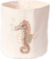 Mon Ami Seahorse Designer Linen Storage Bin - Kids Laundry Basket, Toy Boxes, Cute Baby Nursery Baskets, 8x8 in