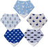 Giftty Baby Teething Bibs, 5-Pack Bandana Bibs with Teether, BPA-Free Cotton Drool Bib for Boys and Girls (Aqua)