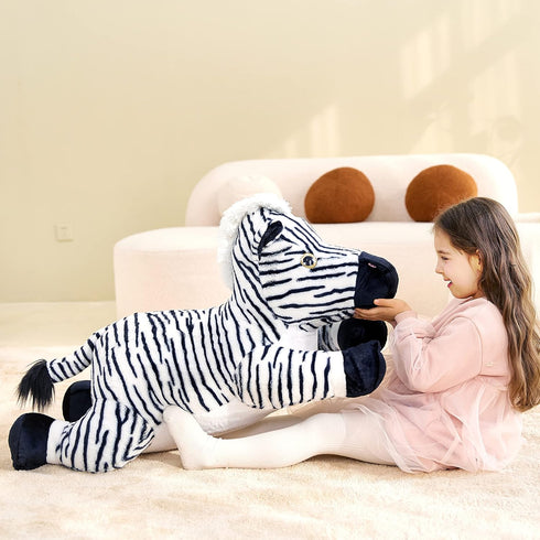 IKASA Large 30" Zebra Stuffed Animal Plush Toy - Cute Jumbo Soft Toys, Huge Fluffy Fat Oversized Plushie