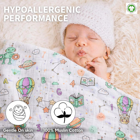 Varniya Lifestyles 1 3, Pack 2) Muslin Swaddle Blanket Organic Cotton Baby Receiving Blanket Soft & Breathable Swaddle